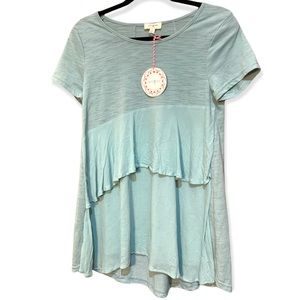 New with tags Umgee light blue top with ruffles size small